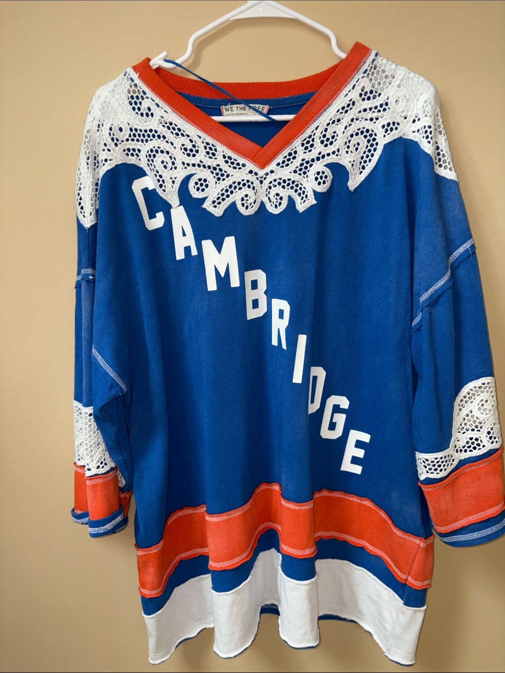 We The Free Blue & Orange Contrast-Trim Sweatshirt